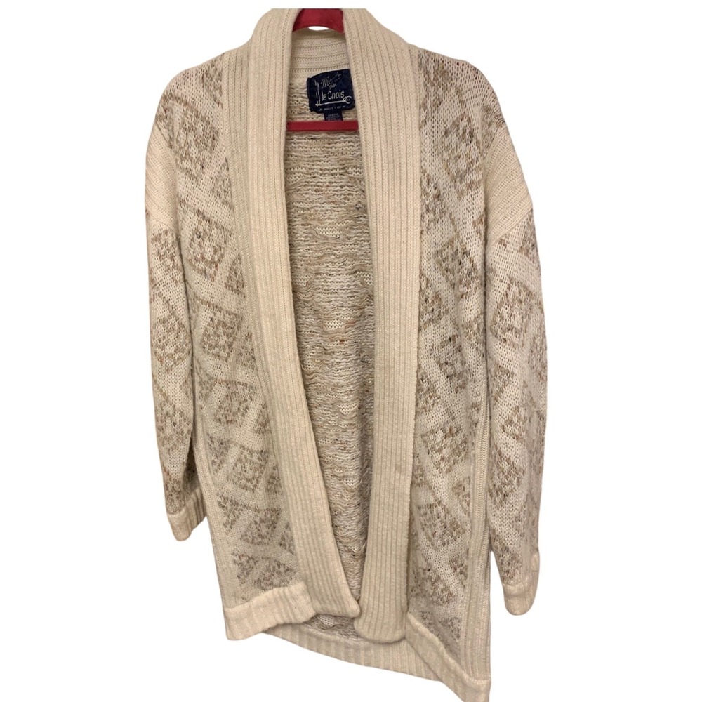 Women vintage Cream Open Front Cardigan Sweater cottage core‎ granny core M